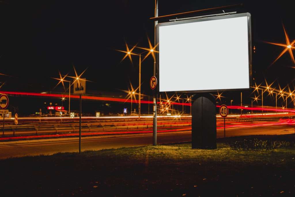LED display for advertising on a bright outdoor digital billboard at night.