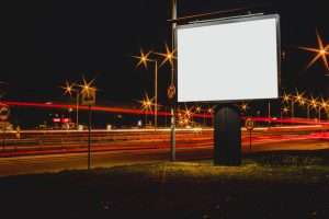 LED display for advertising on a bright outdoor digital billboard at night.